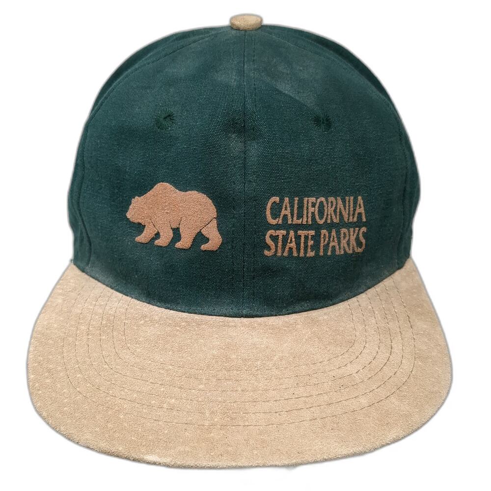 Cameo California State Parks Bear Snapback Hat Green One Size Suede Bill 6 Panel